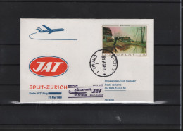 Schweiz Luftpost FFC JAT 31.5.1969 Split - Zürich - Primi Voli