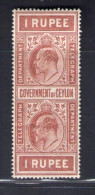 1903-04 Ceylon, Stanley Gibbons Telegrafici N. 159 - 1 Red Brown - MH* - Autres & Non Classés