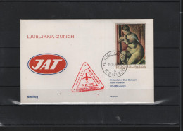 Schweiz Luftpost FFC JAT 19.11.1970 Ljubljana - Zürich - Premiers Vols