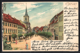 Lithographie Erfurt, Strasse Anger V. Brunnen Aus  - Erfurt