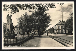 AK Kehl A. Rhein, Hauptstrasse Mit Kriegerdenkmal  - Kehl