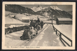 AK Gstaad, Schlitten Auf Verschneiter Strasse  - Gstaad