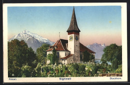 AK Sigriswil, Kirche Vor Niesen Und Stockhorn  - Sigriswil