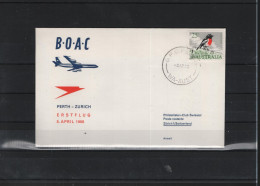 Schweiz Luftpost FFC BOAC 5.4.1966 Perth - Zürich - Eerste Vluchten