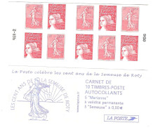 Carnet Semeuse De Roty 1511 Variété RGR GR Partiellement Imprimé ** Erreur Variete Error LUQUET MAURY 540 DALLAY 499 - Agricultura