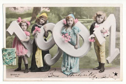 CPA 9 X 14 Année 1907 (15)  4 Fillettes   Bouquets De Fleurs  Phot.Stebbing - New Year