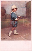 TENNIS - Illustrateur Signé F.J Ostermann - Jeune Fillette Au Tennis - Sonstige & Ohne Zuordnung