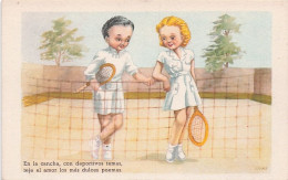 TENNIS - Illustrateur Signé Celma - En La Cancha Con Deportivos Temas , Teje El Amor Los Mas Dulces Poemas - Other & Unclassified