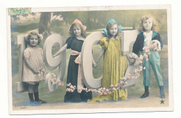 CPA 9 X 14 1907 (17)  4 Fillettes   Guirlande De Fleurs  Phot.Stebbing - New Year