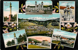 12714286 Einsiedeln SZ Sankt Meinrads Statue Liebfrauenbrunnen Kloster Schulhaus - Autres & Non Classés