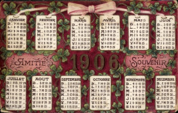 CPA Glückwunsch Neujahr 1906, Kalender, Schleife, Glücksklee - Neujahr