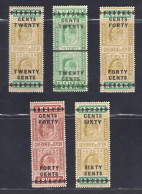 1910 Ceylon, Stanley Gibbons Telegrafici N. 180/84- MH* - Autres & Non Classés