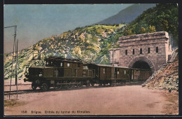 AK Brigue, Entree Du Tunnel Du Simplon, Schweizer Eisenbahn  - Treinen