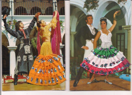 Lot De 2 CP Brodées   Espagne    Danse, Couple - Embroidered