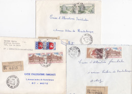 37011# LOT 4 LETTRES FRANCHISE PARTIELLE RECOMMANDE Obl LONGEVILLE LES ST AVOLD MOSELLE 1967 1968 Pour METZ 57 - Storia Postale