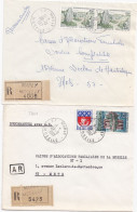 37017# LOT 2 LETTRES FRANCHISE PARTIELLE RECOMMANDE Obl MARLY MOSELLE 1967 Pour METZ 57 - Cartas & Documentos