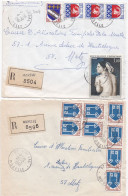 37018# LOT 2 LETTRES FRANCHISE PARTIELLE RECOMMANDE Obl MARSAL MOSELLE 1967 1968 Pour METZ 57 - Briefe U. Dokumente