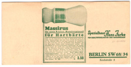 Klapp-AK Berlin, Spezialhaus Hans Jarke, Reklame Für Massirus Rasierpinsel  - Advertising