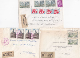 37022# LOT 3 LETTRES FRANCHISE PARTIELLE RECOMMANDE Obl MERLEBACH MOSELLE 1967 1968 Pour METZ 57 - Cartas & Documentos