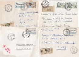 37025# LOT 9 LETTRES FRANCHISE PARTIELLE RECOMMANDE Obl METZ COMEDIE HAUT DE BLEMONT QUEULEU MOSELLE 1967 1968 Pour METZ - Covers & Documents