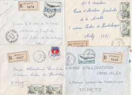 37026# LOT 6 LETTRES FRANCHISE PARTIELLE RECOMMANDE Obl METZERVISSE MOSELLE 1967 1968 Pour METZ 57 - Lettres & Documents