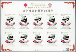 Japon Nippon 2022 11189/90 China, Panda, Pivoine, Sakura Cerisier, Fleurs - Orsi