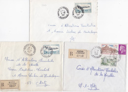 37031# LOT 3 LETTRES FRANCHISE PARTIELLE RECOMMANDE Obl MONTOIS LA MONTAGNE MOSELLE 1967 1968 Pour METZ 57 - Brieven En Documenten