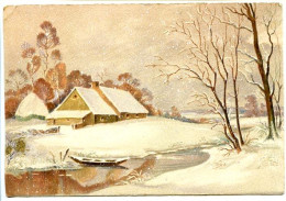 CPSM   10.5 X 15  Barre Dayez  Paysage Enneigée D'hiver Maison Ruisseau Barque - 1900-1949