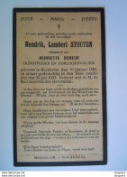 Doodsprentje Hendrik Lambert Stouten Reckheim 1895 - 1933 Oudstrijder En Oorlogsinvalied 1914-18 Echt Henriette Demeur - Devotieprenten