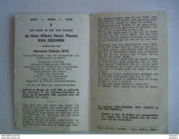 Doodsprentje Alfons Henri Florent Van Iseghem Brugge 1886 Genk 1967 Oudstrijder 1914-18 Weerstander 40 Echt Sidonie Leys - Santini