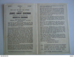 Doodsprentje Joannes Lambert Schuermans Mechelen-aan-de-Maas 1879 1962 Oudstrijder 1914-18 Echt Margaretha Schuermans - Santini