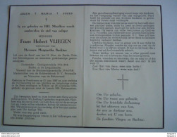 Doodsprentje Frans Hubert Vliegen Neerharen 1887 Rekem 1960 Oudstrijder 1914-18 Echt Margaretha Buckinx - Petronella - Images Religieuses