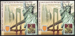 2024 BLOC CARRE MARIGNY - Paire D/ND  500 Ans  New-York ** - Statue De La Liberté - Pont Verrazzano-Narrows - Unused Stamps