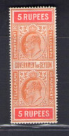 1903-04 Ceylon, Stanley Gibbons Telegrafici N. T176 - 5 Orange And Carmine, MH* - Andere & Zonder Classificatie