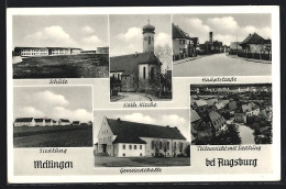 AK Meitingen, Gemeindehalle, Schule, Kath. Kirche, Hauptstrasse  - Altri & Non Classificati
