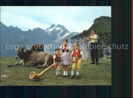 11636753 Ebenalp Alphornblaeser Trachtenkinder Rinder Ebenalp - Autres & Non Classés