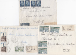 37036# LOT 7 LETTRES FRANCHISE PARTIELLE RECOMMANDE Obl MOYEUVRE GRANDE "A" MOSELLE 1967 1968 PLACE LECLERC Pour METZ 57 - Briefe U. Dokumente