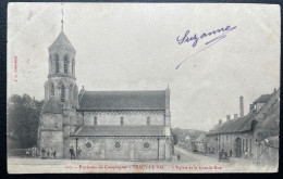 5c BLANC SUR CPA TRACY LE VAL OISE / L'EGLISE ET LA GRANDE RUE / AMBULANT 978 NUIT IIR PARIS A ERQUELINNES 2° ETRANGER - Autres & Non Classés