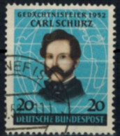 Bund 155 Carl Schurz Pionier Politiker 1952 Sauber Gestempelt - Usati