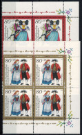 Bund 1757-61 Wohlfahrt Trachten Bogenecke Eckrand Viererblock O. Re. Postfrisch - Briefe U. Dokumente