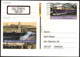 Bund Ganzsache Hamburger Hafen Eisenbahn Mit Zudruck Kiel Sammlerverein - Cartes Postales - Oblitérées