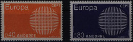 Andorra (Französische Post) 222-223 Europa CEPT 1970 Komplett Postfrisch ** MNH - Briefe U. Dokumente