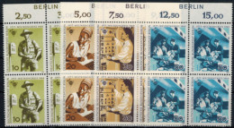 Berlin 342-345 Post + Telefonbetriebe Viererblock Oberrand Mit Inschrift Berlin - Storia Postale