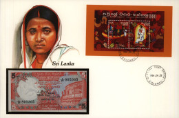 Geldschein Banknote Banknotenbrief Sri Lanka Schein Und Briefmarkenausgabe Asien - Other & Unclassified