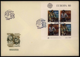 Portugal Block 29 Europa CEPT Bedeutende Persönlichkeiten 1980 Auf FDC Ersttag - Briefe U. Dokumente