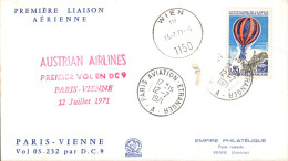 PREMIER VOL PARIS-VIENNE PAR AUSTRIAN AIRLINES 1971 - Bolli Commemorativi