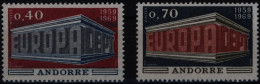 Andorra (Französische Post) 214-215 Europa CEPT 1969 Komplett Postfrisch ** MNH - Briefe U. Dokumente