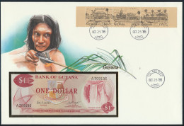 Geldschein Banknote Banknotenbriefef Guyana 1 Dollar Exotisches Motiv Jagd 1985 - Altri & Non Classificati