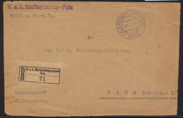 Flugpost Air Mail Österreich Austria K.u.K. Seeflugstation Pola Nach Fiume Mit - Storia Postale