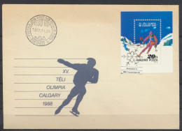 Sport Eiskunstlauf Ungarn Brief Motiv Wintersport Block +Sonderstempel Skifahren - Cartas & Documentos